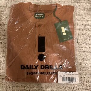 Daily Drills Oversized Thermal Henley in Mousse
